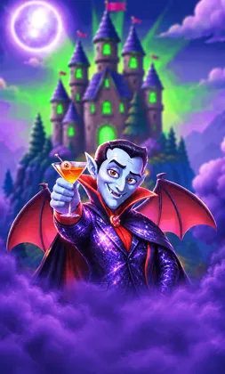 Slot-Cover mit Vampir vor einem Schloss
